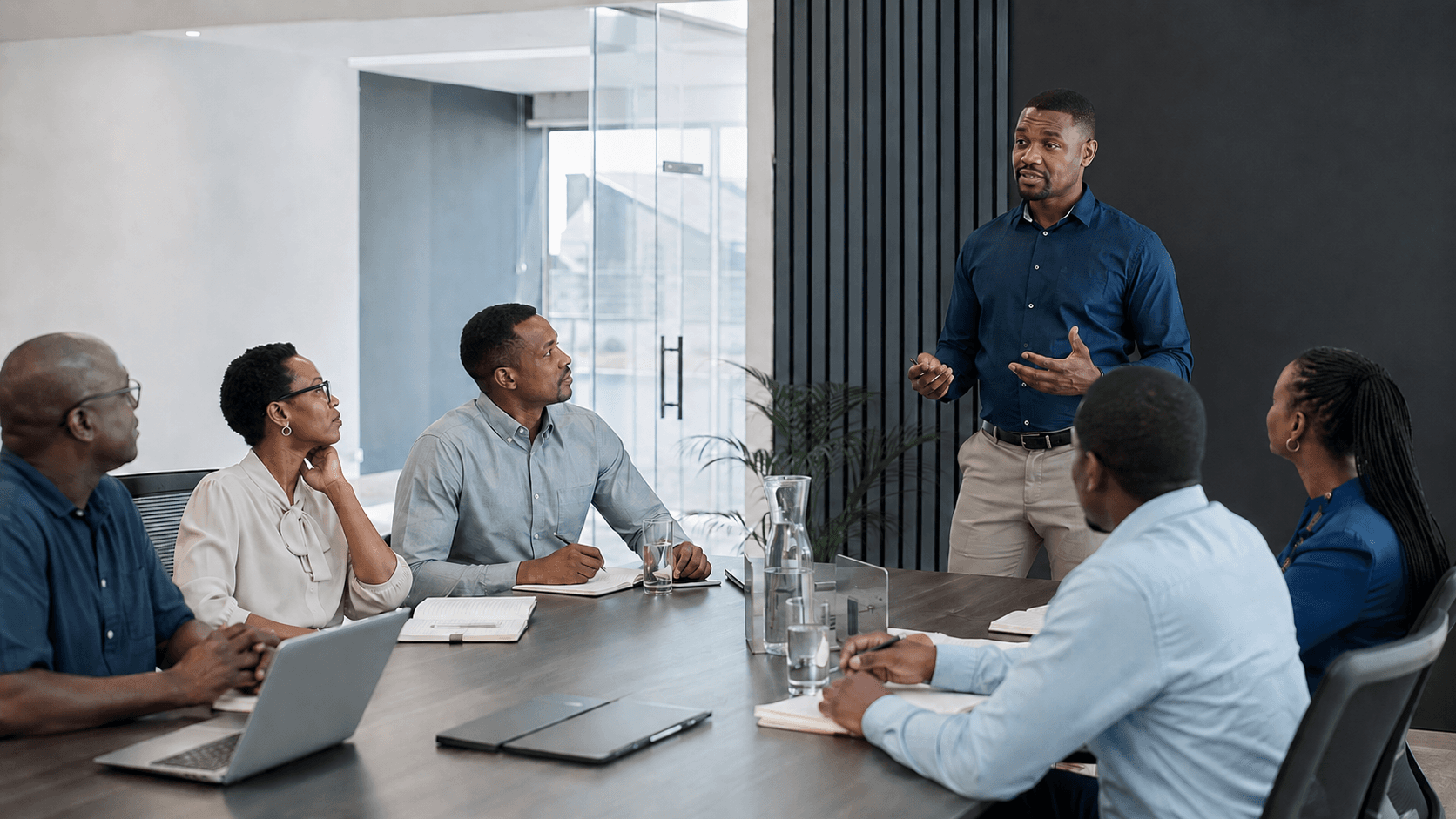 A trainer leading a discussion with a class